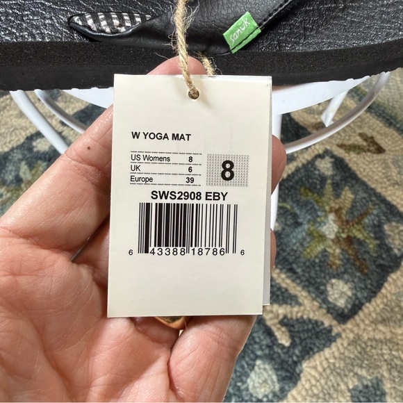 Sanuk Yoga Mat Comfort Flip Flops Black Gingham Strap Women’s 8 - Picture 3 of 6